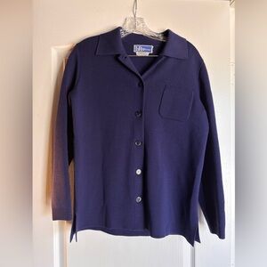 Le Roy Vintage Wool Button Sweater Cardigan Blue Womens Size large